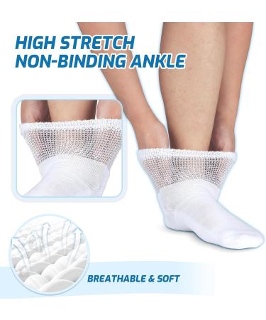 LIN Diabetic Socks for Men & Women - Non-Binding Circulatory Socks - Extra Wide Top - Ideal for Edema, Neuropathy, Lymphedema - 4 Pairs Quarter/White - Size 9-11 - Buy Online on GoSupps.com