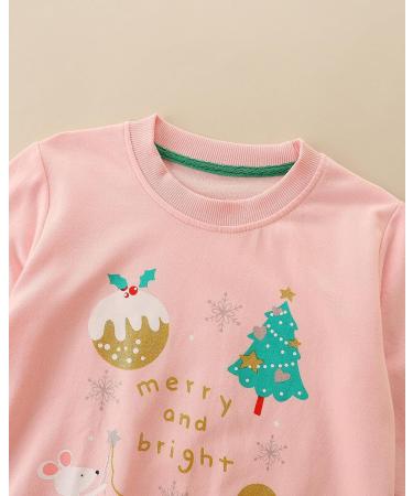 Girls Christmas Pink Sweatshirt | Cotton Top for Kids | Long Sleeve Pullover | Toddler Clothes Ages 1-12 - Buy Online on GoSupps.com