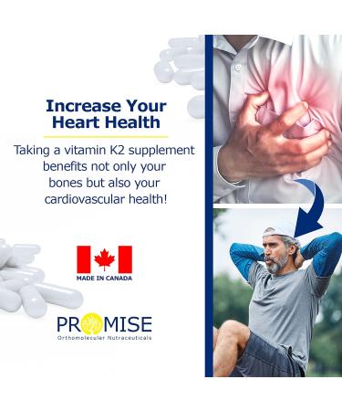 Promise Vitamin K2 MK-7 100mcg 120 Capsules- Bioactive Menaquinone-7 Bone Tissue & Heart Health- non-GMO Natto Vegan and Gluten-Free Made In Canada - Buy Online on GoSupps.com