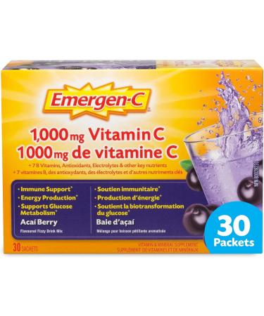 Emergen-C Immune Support Fizzy Drink Mix + Emergen-C Immune+ Vitamin C Supplement (Raspberry) Acai Berry + Rasberry 24 Packets 30 count (Pack of 1) - Buy Online on GoSupps.com