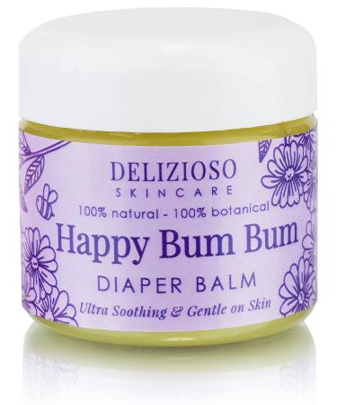 Happy Bum Bum Diaper Baby Balm - 100% Natural - Calendula  Chamomile  Lavender Herbal Infused Moisturizer for Eczema  Dry Skin - Cruelty Free  Salve  With Organics  Handmade  Delizioso Skincare - 2 oz / 60 g