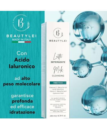 BEAUTYLEI Organic Facial Cleansing Milk Vitamin C Hyaluronic Acid Bakuchiol Oats Makeup Remover Moisturizing AntiAging Nourishing Purifying Anti Acne Pimples All skin types MADE IN ITALY - Buy Online on GoSupps.com