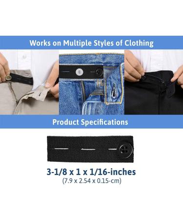 Elastic Waist Extenders 5 PCS - Adjustable Button Extenders for Pants & Jeans | Perfect for Pregnant Women - Black Style 3 - Buy Online on GoSupps.com