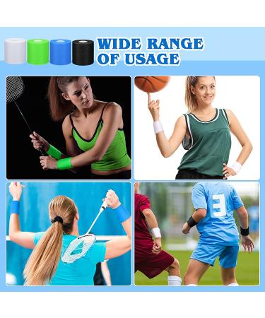 4 Pieces Foam Underwrap Athletic Foam Tape Sports Pre Wrap Athletic Tape Sports Tape for Ankles Wrists Hands Knees and Hair  2.75 x 30 Yards (Black  Blue  White  Green) - Buy Online on GoSupps.com