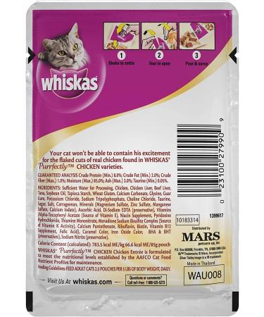 Whiskas Purrfectly Chicken Wet Cat Food Pouches 3oz (Pack of 24) - Delicious Chicken Flavored Cat Food - Buy Online on GoSupps.com