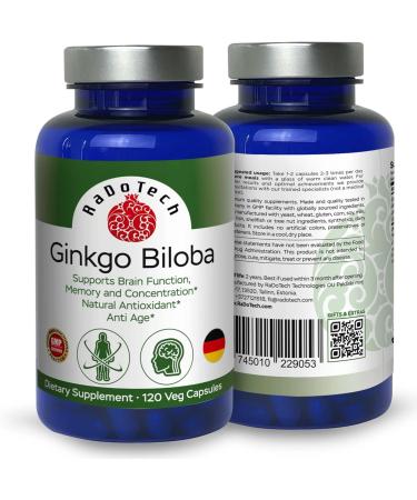 RaDoTech Ginkgo Biloba Memory Focus & Brain Function Support Antioxidant-Rich Plant-Based GMP Herbal Nootropic Vegetarian Capsules 120 Count (Pack of 1) - Buy Online on GoSupps.com