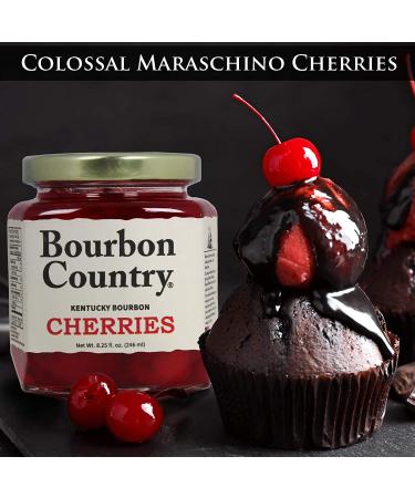 Premium Bourbon Country Cherries - Colossal Maraschino Cherries for Cocktails and Desserts (8.25 oz) - Buy Online on GoSupps.com