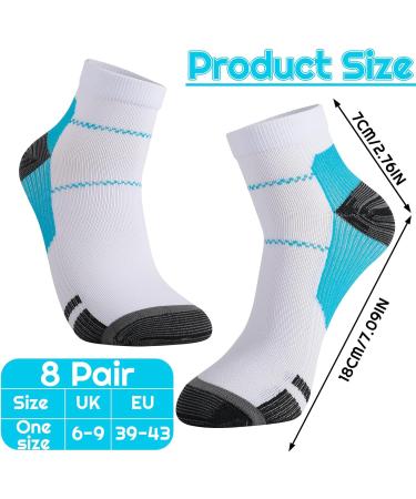 8 Pairs Compression Socks for Men Women Plantar Fasciitis Socks Ankle Compression Socsk for Ankle Support Pain Relief Flying Running - Buy Online on GoSupps.com
