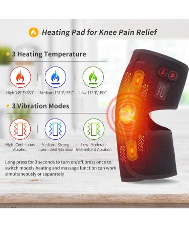 Heated Knee Pad with Massager | Knee Heating Pad for Pain Relief & Arthritis | Premium Knee Brace Wrap for Men & Women - Buy Online on GoSupps.com
