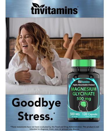 Magnesium Glycinate 500mg Per Capsule - 120 Count | 4 Month Supply! | Pure Chelated Magnesium Supplement for Sleep Calm Nerve Joint & Bone Support* | AKA Magnesium Bisgycinate | Non-GMO - Buy Online on GoSupps.com