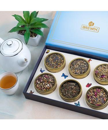 BREWIX Discover Calm Tea Gift Set | 6 Assorted Herbal Teas for Women | Chamomile, Peppermint, Ashwagandha, Rooibos | Loose Leaf Tea | Makes 50+ Cups | 3.53oz - Buy Online on GoSupps.com