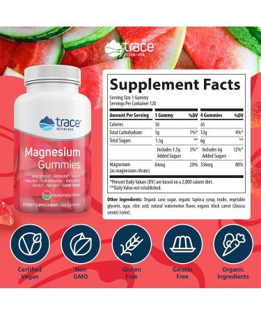 Trace Minerals Research Magnesium Gummies 120ct - Watermelon Flavor | Essential Mineral Support - Buy Online on GoSupps.com