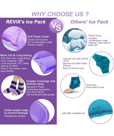REVIX Ankle Ice Pack Wrap for Pain Relief - Reusable Cold Compression for Ankle Injuries, Plantar Fasciitis, Achilles Tendonitis - 2 Packs (Purple) - Buy Online on GoSupps.com