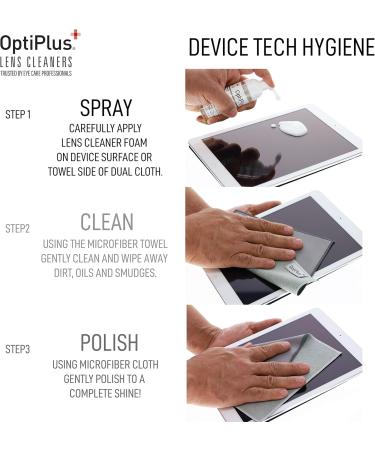 OptiPlus Ultrasoft Foam Lens Cleaner & Microfiber Cloth | Streak-Free Glasses Cleaning Solution - International Shipping Available - Buy Online on GoSupps.com