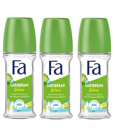 Fa Deodorant 1.7 Ounce Roll-On Caribbean Lemon (50ml) (3 Pack)