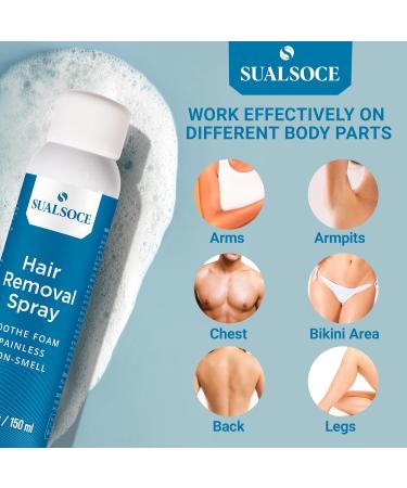 Hair Removal Spray Foam - 100% Natural Formula Painless & Effective Depilatory Cream for Body & Intimate Areas - Suitable for Women & Men - Buy Online on GoSupps.com