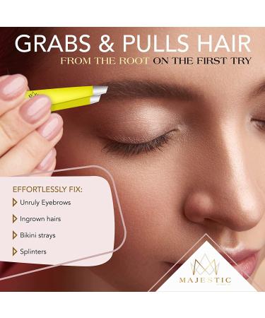 Majestic Bombay Yellow Fine Point & Slant Tweezers Set for Precision Hair Removal â€“ Stainless Steel, Ideal for Splinters, Ticks, & Brow Grooming - Buy Online on GoSupps.com