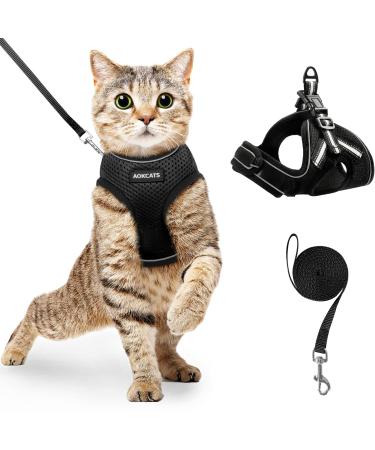 AOKCATS Cat Harness and Lead Set Cat Leash Cat Harness Escape Proof Kitten Harness and Lead Set with Reflective Strips for Walking Soft & Adjustable Comfort for Small Cat Pet Kitten M Black Black M - Buy Online on GoSupps.com