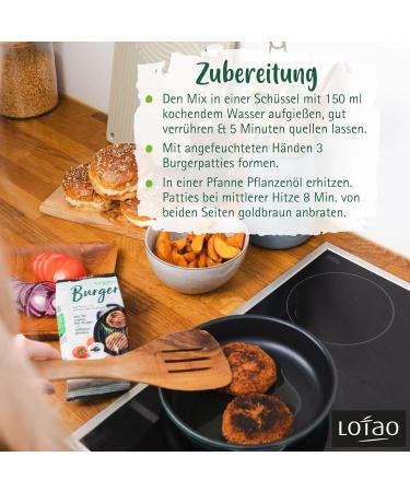 Soy-Free Lotao Veggie Burger Mix - 3x100g | Vegan Pea Protein & Jackfruit Patties | Organic Additive-Free Quick & Delicious Vegan Food - Buy Online on GoSupps.com