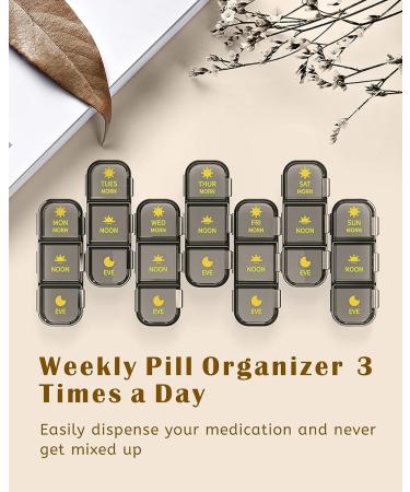 Weekly Pill Organizer 3 Times A Day - AM PM 7 Day Medicine Box Large Travel Case for Vitamins & Supplements (Green - Buy Online on GoSupps.com