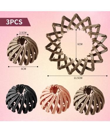 Shop Luvadeyo Vintage Bird Nest Hair Clips - 3-Piece Set | Monochrome Pink Coffee Black - Elegant Hair Accessories for Women & Girls - Buy Online on GoSupps.com