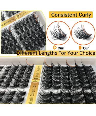 Kmilro 144 Pcs Cluster Lashes DIY Eyelash Extensions C D Curl 10-16mm Mega Volume Fluffy Wispy Individual Lashes - Volume 0.07C-MIX - Buy Online on GoSupps.com