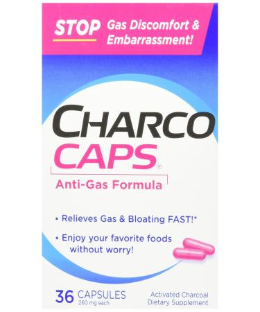 Charcocaps Anti-Gas Dietary Supplement Formula 36 Capsules