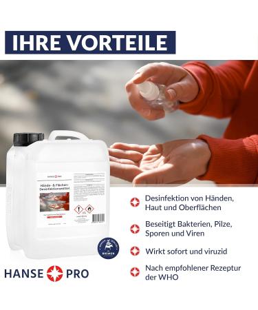 HansePro Hand & Surface Disinfectant - Effective Hygiene Solution for Hands Skin & Surfaces - Ideal for Practical Use - International Shipping Available - Buy Online on GoSupps.com