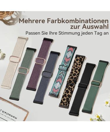 ZPOLY 8-Piece Soft Elastic Bracelet Set for Fitbit Versa 4 3 & Sense 2 - Stylish Replacement Bands in Starlight Pine Needle Green Smoke Violet Blue Gray Arrowhead Leopard Brown - Buy Online on GoSupps.com