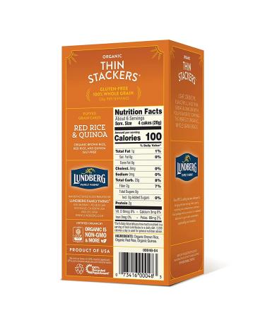 Lundberg Organic Thin Stackers Red Rice & Quinoa Multigrain Rice Cakes - 6 oz Pack, Gluten-Free, Vegan, Healthy Snacks - Buy Online on GoSupps.com