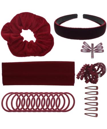 43 Piece Back to School Hair Accessories Set for Girls - Colour Options Available Burgundy