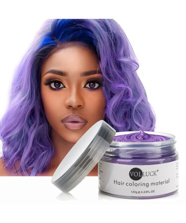 VOLLUCK Purple Hair Coloring Wax Temporary Hair Clay Pomades 4.23 oz,Natural Hair Dye Material Disposable Hair Styling Clay Ash for Cosplay,Halloween,Party #09 Purple