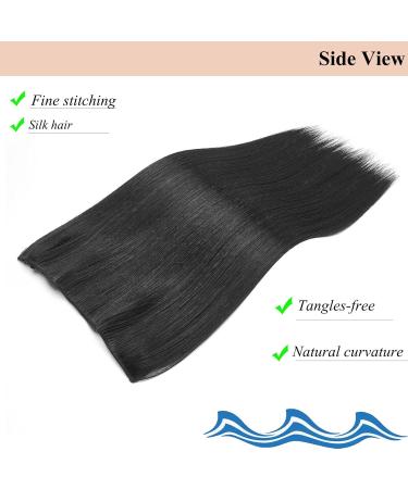 Cybelleza 20inch Long Straight Hair Extension Invisible Secret Wire Crown Hair Extensions Clip in One Piece Natural Synthetic Hairpiece for Women (Black) 20" - Straight Black - Buy Online on GoSupps.com