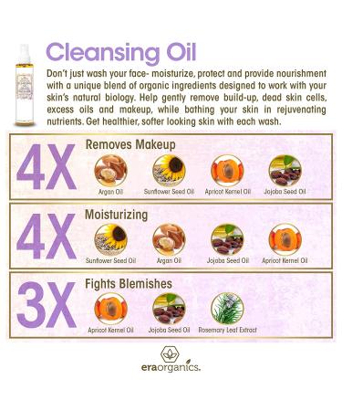 Era Organics Facial Cleansing Oil Makeup Remover with Organic Argan Oil & Jojoba Oil - Buy Online on GoSupps.com