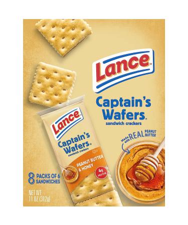 Lance Sandwich Crackers Captain's Wafers Peanut Butter and Honey 8 Ct Box - Delicious Snack Option - Buy Online on GoSupps.com