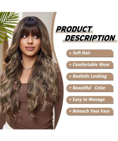 Testar 26-Inch Long Brown Curly Wig for Women - Natural Heat-Resistant Fiber Perfect for Daily Wear & Parties - Stylish Brown Blonde Wig with Ponytail - Buy Online on GoSupps.com