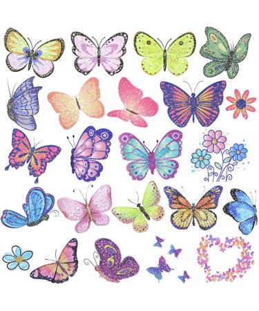 Ooopsiun Glitter Butterfly Temporary Tattoos for Girls -12 Sheets Butterfly Party Favors Decorations for Kids Women