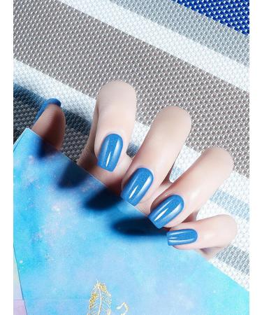 Kalolary 20PCS Nail Gel Polish Strips | Glitter Dark Blue | Self-Adhesive Nail Wraps for UV/LED Lamp | Full Coverage Stickers - Buy Online on GoSupps.com