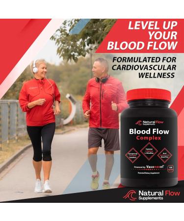 Blood Flow Complex with Cayenne Pepper Ginkgo Red Yeast Rice Powder Horse Chestnut Extract for Heart and Circulation Support Powered by Vasonoxyl - 120 Capsules - Buy Online on GoSupps.com