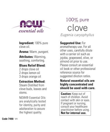 Buy Now Foods Essential Oil Clove Pure 2 FZ - Premium Quality Aromatherapy Oil for International Shipping - Buy Online on GoSupps.com