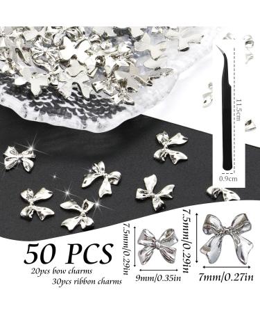 Nayyana 50 PCS Arch Nail Charms | 3D Silver Nail Art Charms & Alloy Straps | DIY Nail Decoration Stones - Buy Online on GoSupps.com