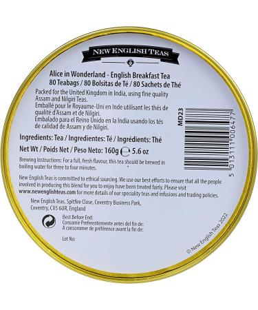 New English Teas Midnight Alice in Wonderland Tea Caddy with 80 English Breakfast Teabags - Buy Online on GoSupps.com