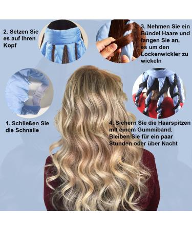 Heatless Curlers Headband | Octopus Hair Curler for Long & Medium Hair | No Heat Overnight Waves | Soft Silkband Curly Winder - Blue - Buy Online on GoSupps.com
