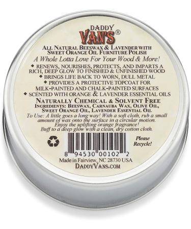 Daddy Van's Lavender & Sweet Orange Oil Beeswax Furniture Polish - Chemical-Free Wood Wax Conditioner | No Petroleum Distillates - Buy Online on GoSupps.com