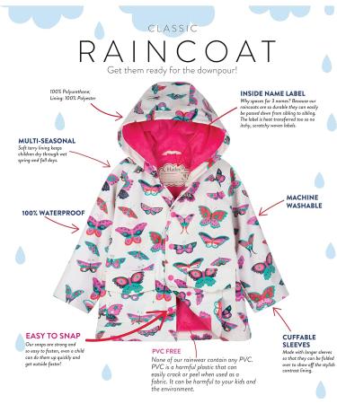Hatley Girls' Groovy Butterflies Raincoat - Size 5 | Waterproof Printed Design - Buy Online on GoSupps.com