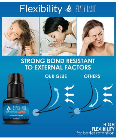 Stacy Lash Extra Strong Evolution Eyelash Extension Glue - 1-2 Sec Drying Time - 8 Weeks Retention - Professional Use Only - Black Adhesive - 0.17 Fl Oz - Buy Online on GoSupps.com