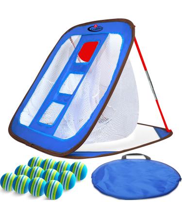 Gagalileo Pop Up Golf Chipping Net Golf Chipping Net Chipping Net Golf Net Collapsible Chipping Net 24"(L) x28(W) Golf Chipping Target with Foam Balls 12packs(Color Optional) Chip Net-Noble Blue
