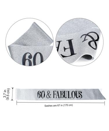 Tihebax 60th Birthday Sash and Tiara Set - Fabulous Decorations and Gifts for Women's 60th Birthday Party (Silver) - Buy Online on GoSupps.com