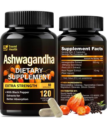7000mg Ashwagandha Supplements Powder (20:1 Root Extract) 120 Organic Ashwagandha Capsules for Women & Men Black Pepper & BioPerine for Absorption Non GMO Third-Party Tested Gluten Free 120 Count (Pack of 1)