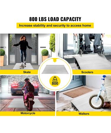 VEVOR 5 Rise Door Threshold Ramp for Wheelchairs - Aluminum, Adjustable, 800 lbs Capacity - Ideal for Doorways, Scooters, Power Chairs - Buy Online on GoSupps.com